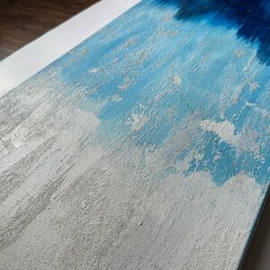 Abstract Blue and Silver Canvas Art